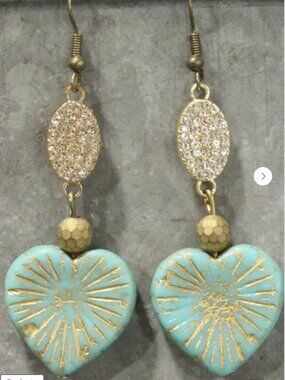 Czech Heart & Bling Earrings